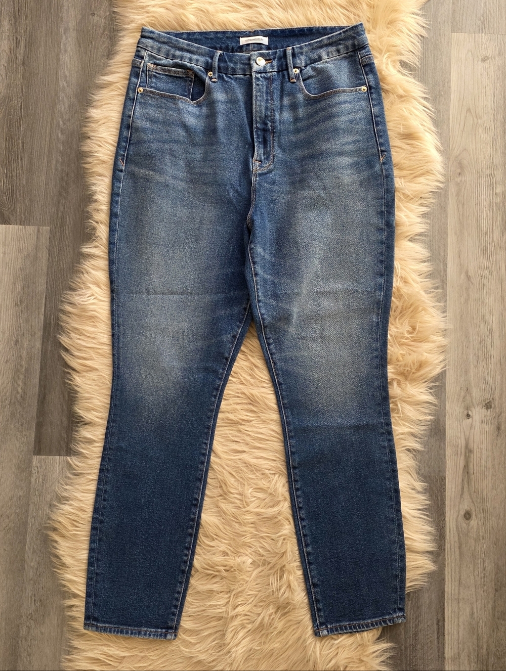 Good American Good Curve Straight Leg Jeans Medium Wash Women's Size 15